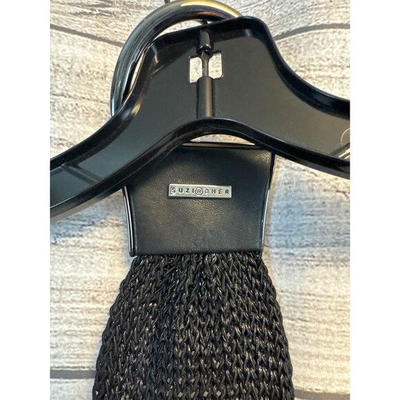 Suzi Roher Black Knit Stretch Belt With Metal Buckle - Picture 4 of 6